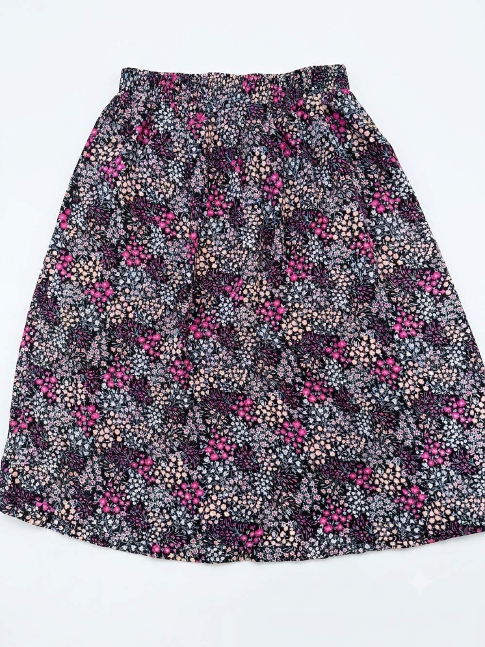 Croft & Barrow Floral Pull-On A-Line Skirt Small Smocked Waist Midi Prairie